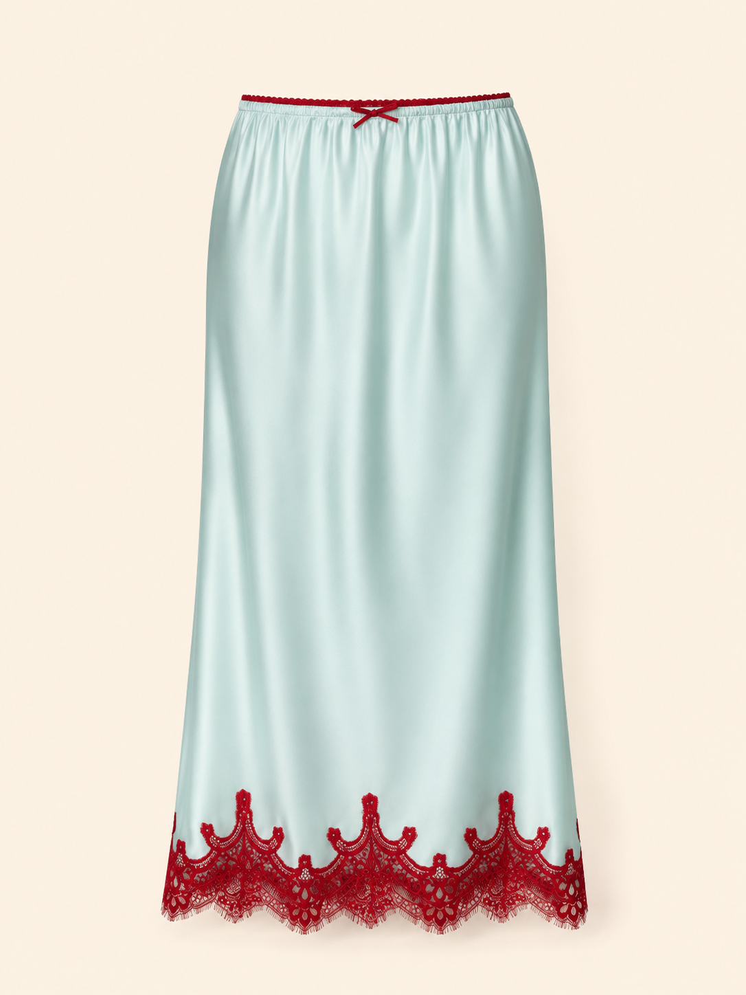 Jupon Gigi Bleu à dentelle rouge