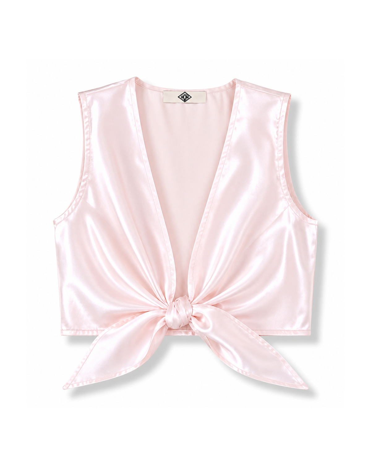 Top noué Satin Rose Pâle