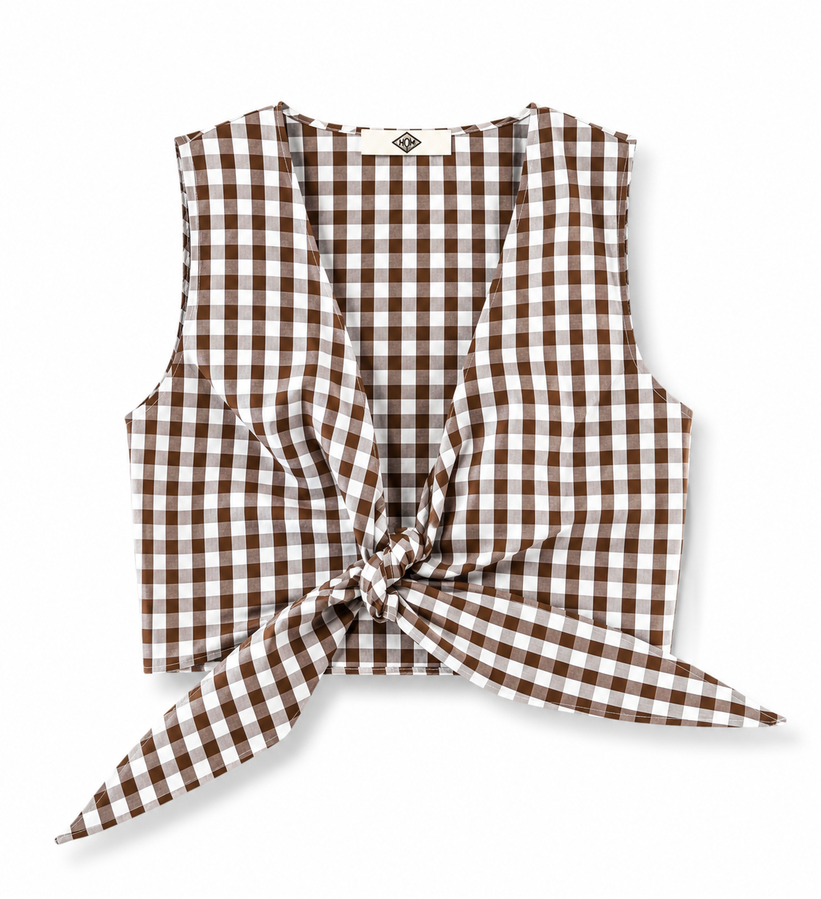 Top noué Vichy Marron et Blanc