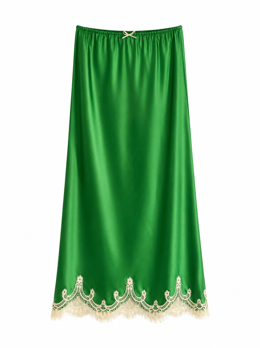 Jupon Gigi Vert Brazil à dentelle écru