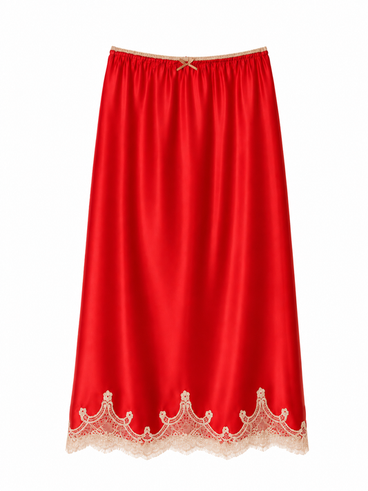 Jupon Gigi Rouge à dentelle Beige