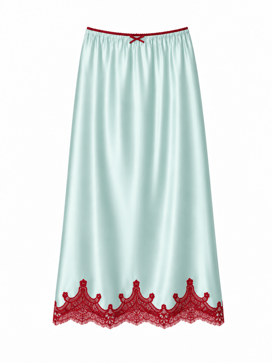 Jupon Gigi Bleu à dentelle rouge