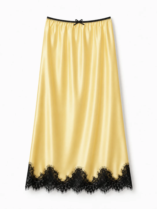 Jupon Gigi Jaune butter à dentelle Noir