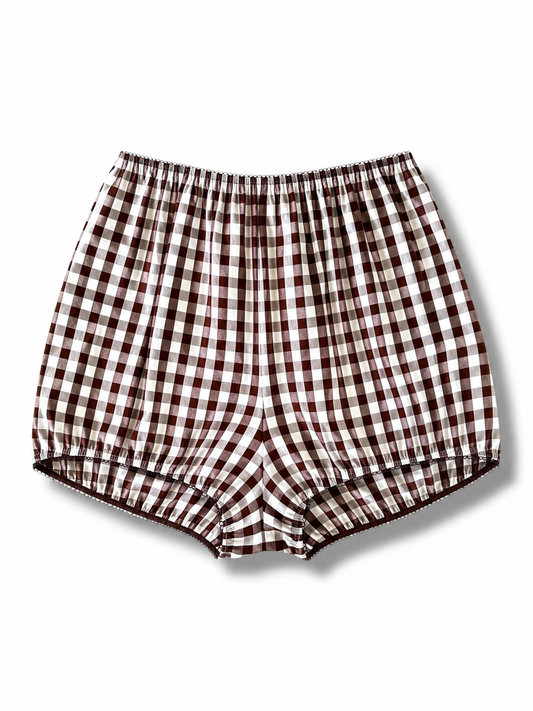 Bloomer Vichy marron & blanc