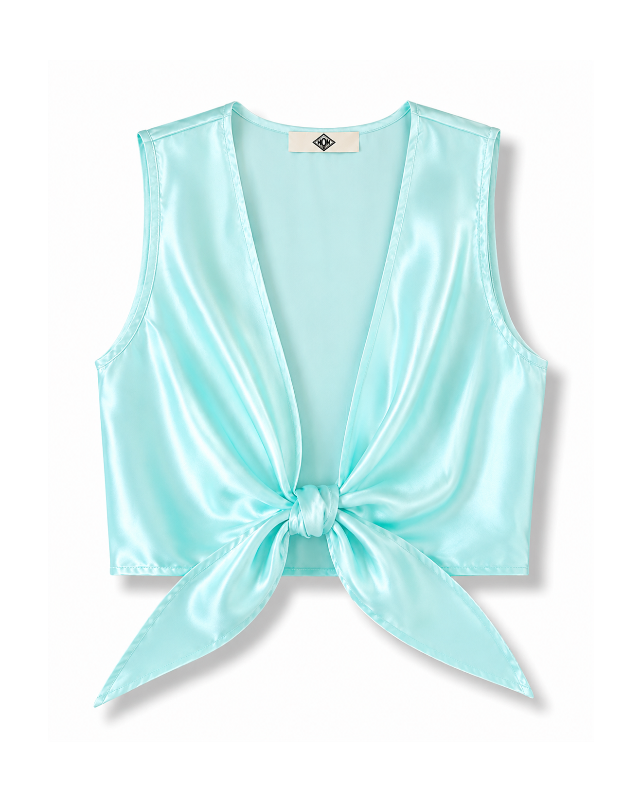 Top noué Satin Vert Aqua
