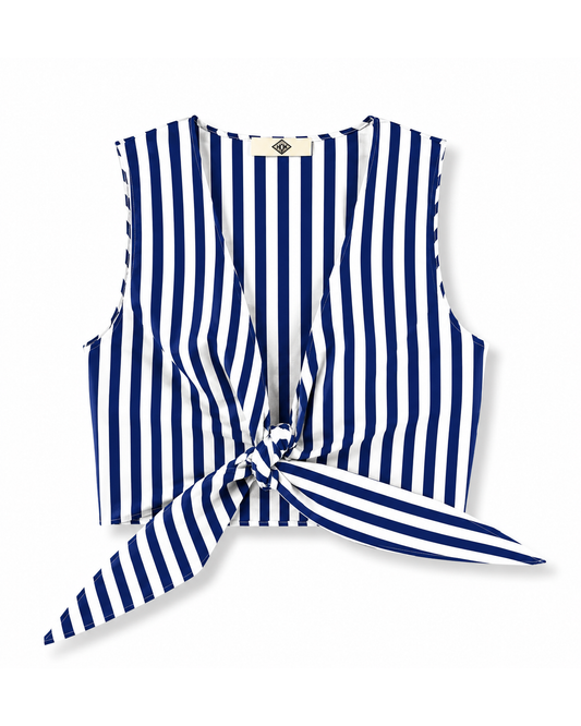 Top noué Rayures Bleu et Blanc