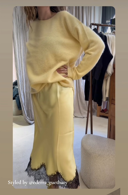 Jupon Gigi Jaune butter à dentelle Noir